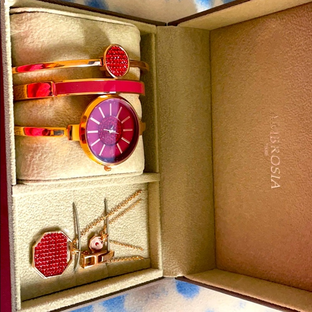 Ambrosia watch, two bracelets, necklaces set.